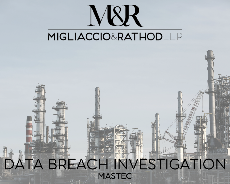 Graphic announcing the MasTec data breach investigation.